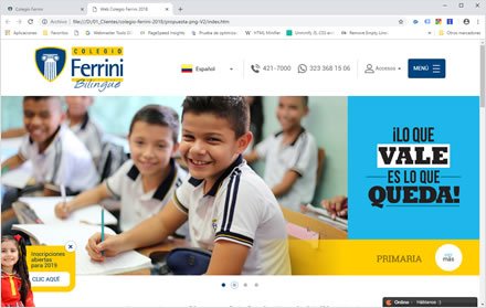 Home, Sitio web Joomla Colegio Ferrini