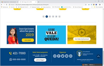 Zona de módulos, Sitio web Joomla Colegio Ferrini