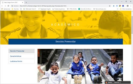 Artículo, Sitio web Joomla Colegio Ferrini