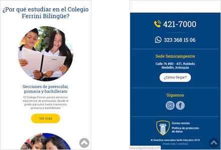 Adaptación Responsive, Sitio web Joomla Colegio Ferrini