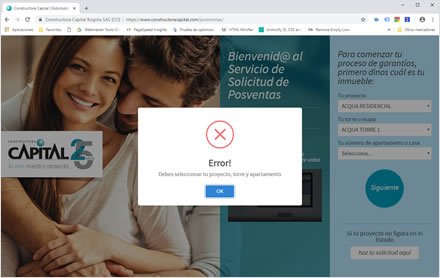 Single page app, Sistema web de Postventas Constructora Capital