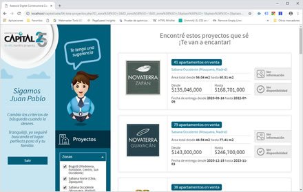 Resultados, Sistema web Cotizaciones Constructora Capital