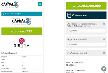 Adaptación Responsive, Sistema web Cotizaciones Constructora Capital