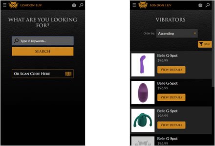 Interfaces kiosko shopping, User interfaces Kiosko London Luv