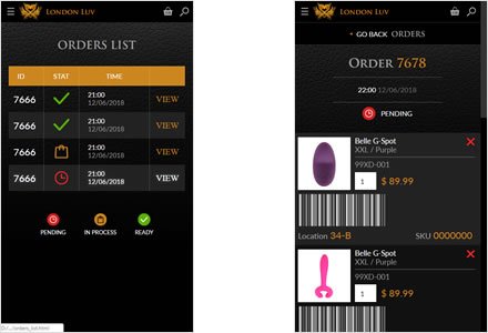 Interfaces kiosko shopping, User interfaces Kiosko London Luv