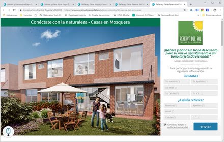 Landing, Sistema web de Referidos Constructora Capital