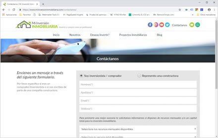 Contacto, Web y Blog Wordpress Mi Inversión Inmobiliaria