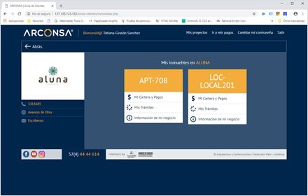 Apartamentos, Web app Zona de Clientes Arconsa
