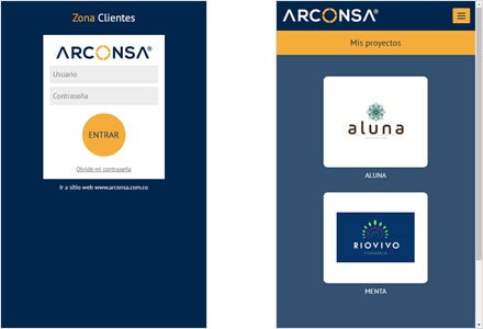 Adaptación Responsive, Web app Zona de Clientes Arconsa