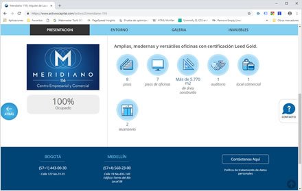 Detalle activo, Web HTML5 administrable Activos Capital