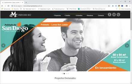 Home, Web HTML5 administrable Eme Propiedad Raiz