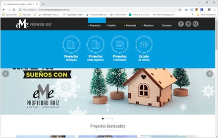 Main menu, Web HTML5 administrable Eme Propiedad Raiz