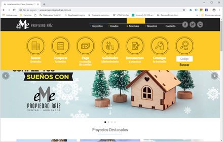 Main menu, Web HTML5 administrable Eme Propiedad Raiz