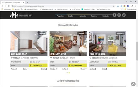 Destacados home, Web HTML5 administrable Eme Propiedad Raiz