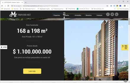 Detalle proyecto (landing), Web HTML5 administrable Eme Propiedad Raiz
