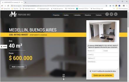 Detalle usado (landing), Web HTML5 administrable Eme Propiedad Raiz