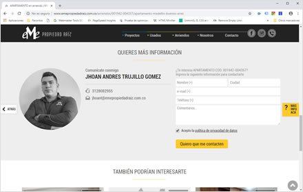 Detalle usado (landing), Web HTML5 administrable Eme Propiedad Raiz