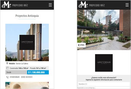 Adaptación Responsive, Web HTML5 administrable Eme Propiedad Raiz