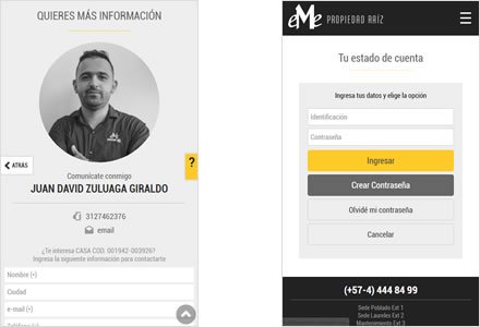 Adaptación Responsive, Web HTML5 administrable Eme Propiedad Raiz