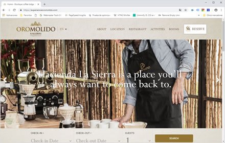 Home, Web Hotel en Wordpress Experience Oro Molido