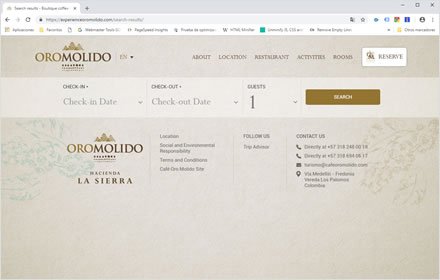 Booking, Web Hotel en Wordpress Experience Oro Molido