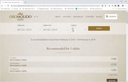 Booking, Web Hotel en Wordpress Experience Oro Molido