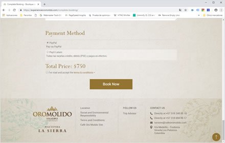 Booking, Web Hotel en Wordpress Experience Oro Molido
