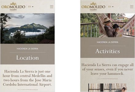 Adaptación Responsive, Web Hotel en Wordpress Experience Oro Molido
