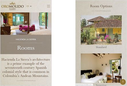 Adaptación Responsive, Web Hotel en Wordpress Experience Oro Molido