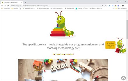 Pages, Sitio web Wordpress Cretive Minds Childcare