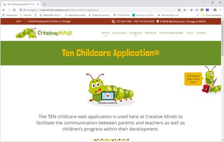 Pages, Sitio web Wordpress Cretive Minds Childcare