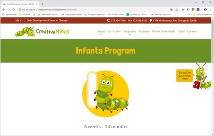 Pages, Sitio web Wordpress Cretive Minds Childcare
