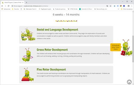 Pages, Sitio web Wordpress Cretive Minds Childcare