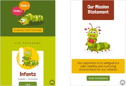 Adaptación Responsive, Sitio web Wordpress Cretive Minds Childcare