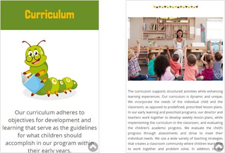 Adaptación Responsive, Sitio web Wordpress Cretive Minds Childcare