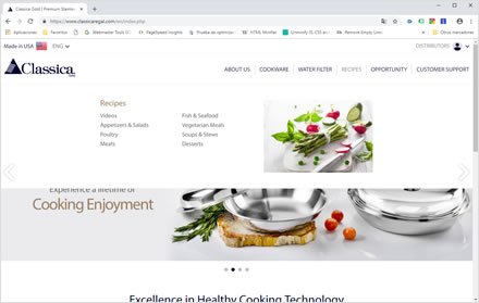 Main menu, Web HTML5 administrable Classica Regal