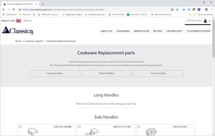 Replacement parts, Web HTML5 administrable Classica Regal