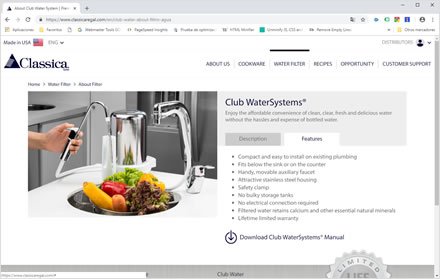 Water Filter, Web HTML5 administrable Classica Regal