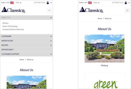 Adaptación Responsive, Web HTML5 administrable Classica Regal