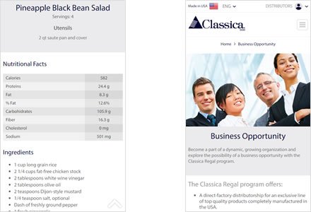 Adaptación Responsive, Web HTML5 administrable Classica Regal