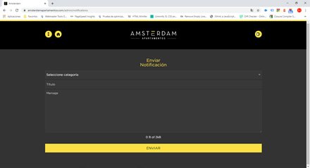 Mensaje Push Genérico, WebApp para residentes Amsterdam Apartamentos