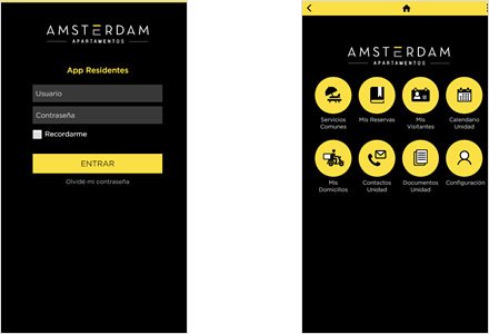 Login Aplicación Residente, WebApp para residentes Amsterdam Apartamentos