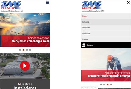 Adaptación responsive, Sitio web Wordpress Indumeca