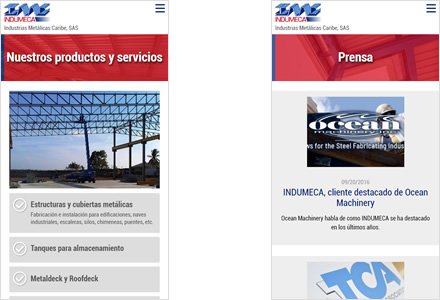 Adaptación responsive, Sitio web Wordpress Indumeca