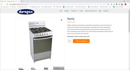 Detalle producto, Sitio web Wordpress Duragas