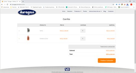 Carrito de compras, Sitio web Wordpress Duragas