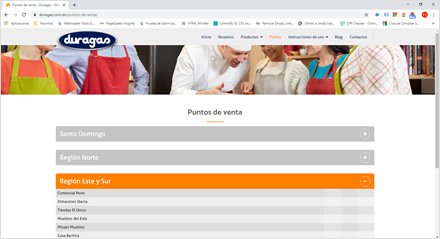Puntos de venta, Sitio web Wordpress Duragas
