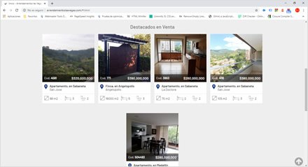 Home (scroll down), Interfaces web HTML5 Arrendamientos Las Vegas