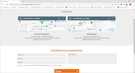 Contactos, Interfaces web HTML5 Arrendamientos Las Vegas