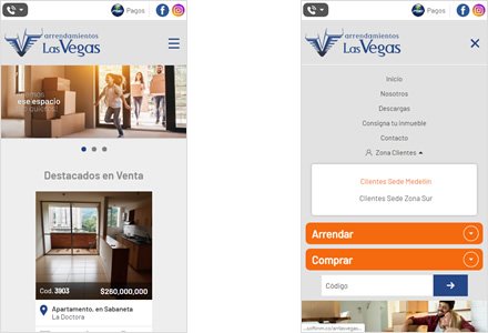 Adaptación responsive, Interfaces web HTML5 Arrendamientos Las Vegas